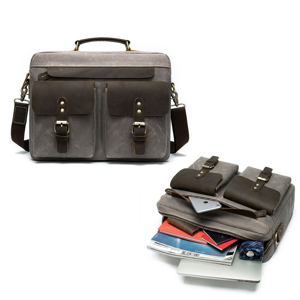 Marunte Retro Leather - Trimmed Laptop Bag - Moderno Collections