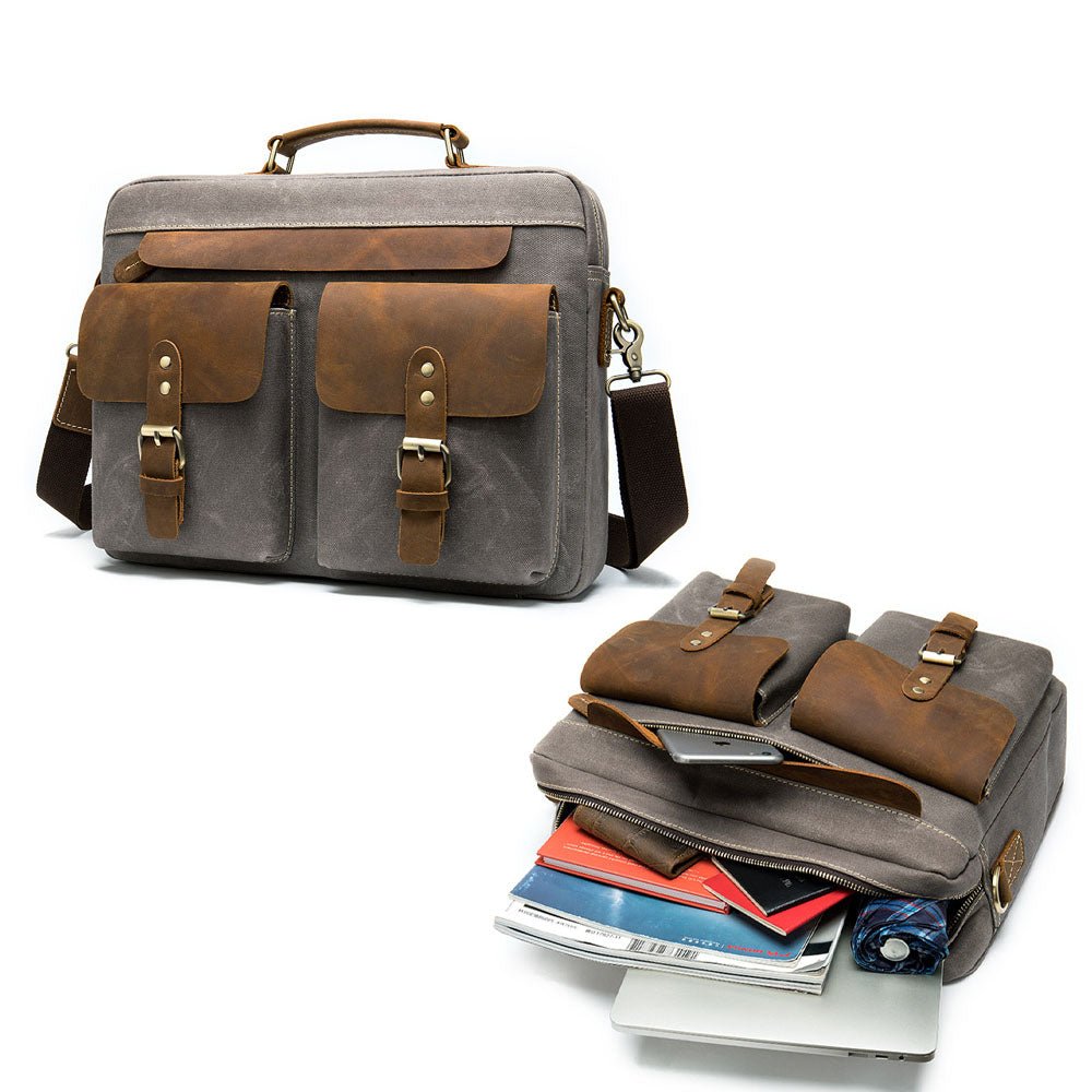 Marunte Retro Leather - Trimmed Laptop Bag - Moderno Collections