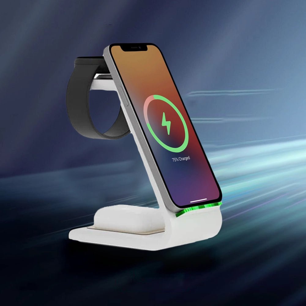 Premium 3 in 1 Fast Wireless Charging Stand for iPhone, Apple Watch &amp; AirPods - Moderno Collections