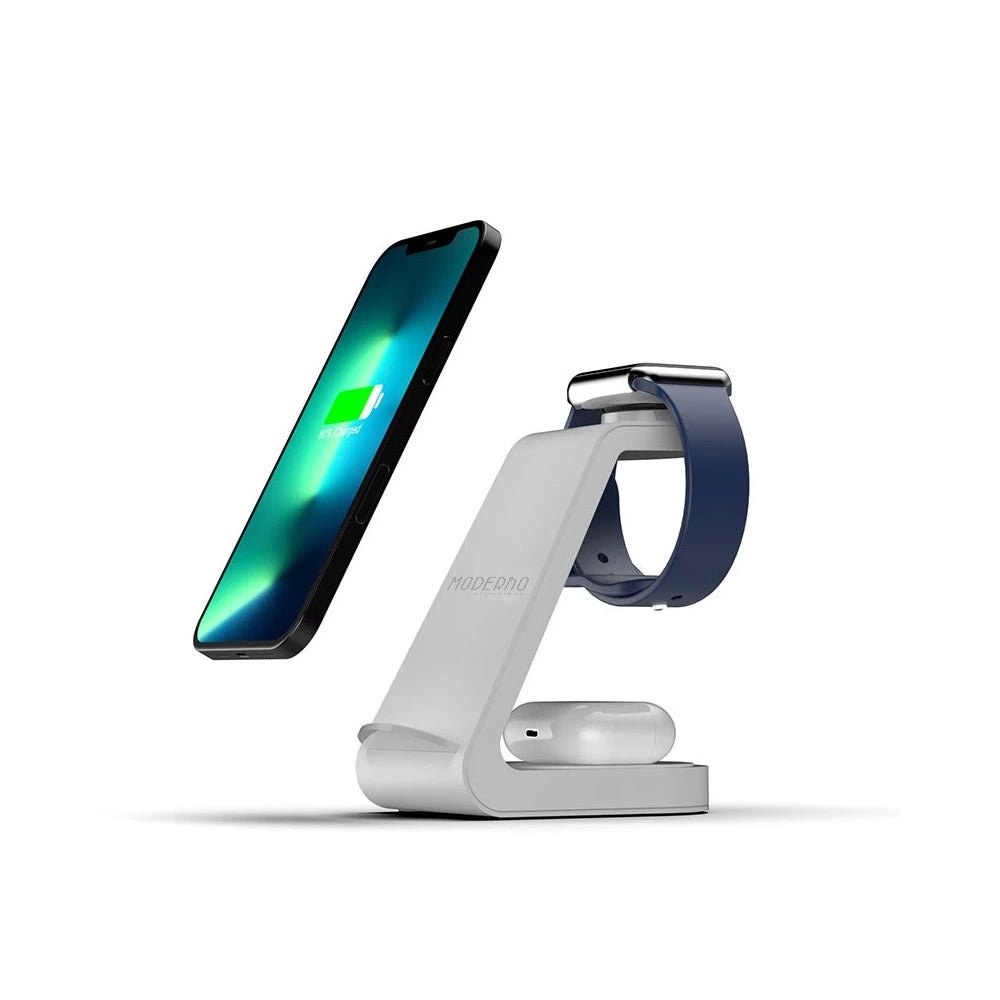 Premium 3 in 1 Fast Wireless Charging Stand for iPhone, Apple Watch &amp; AirPods - Moderno Collections