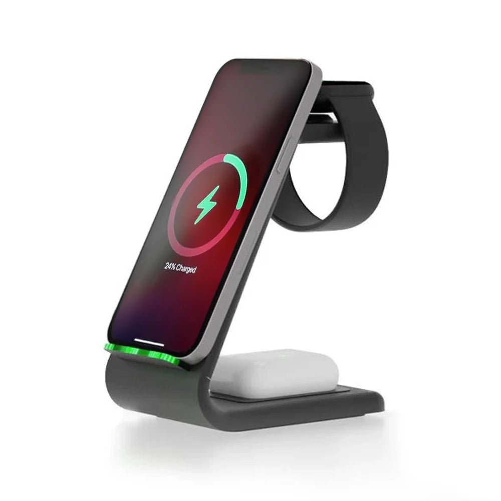 Premium 3 in 1 Fast Wireless Charging Stand for iPhone, Apple Watch &amp; AirPods - Moderno Collections