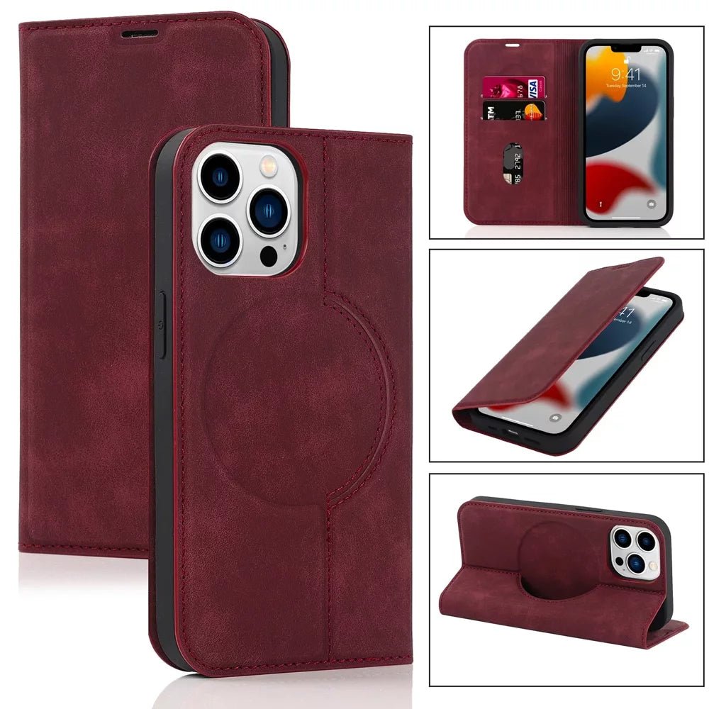 Premium Leather Wallet MagSafe iPhone Case - Moderno Collections