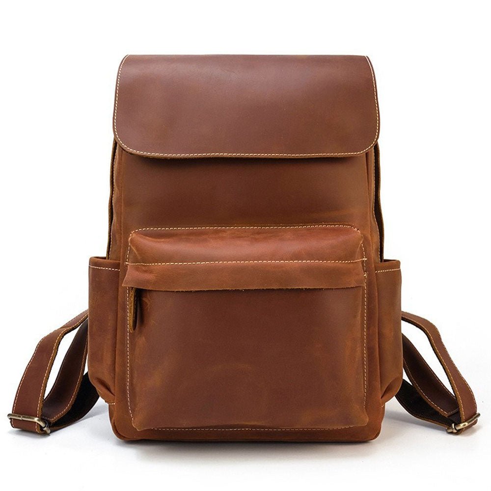 VintageGrid Large - Capacity Leather Backpack - Moderno Collections