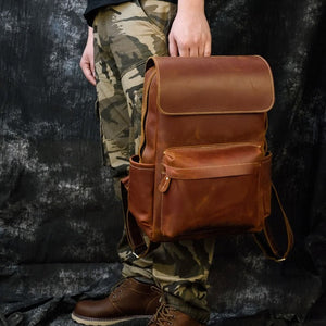 Thumbnail for VintageGrid Large - Capacity Leather Backpack - Moderno Collections