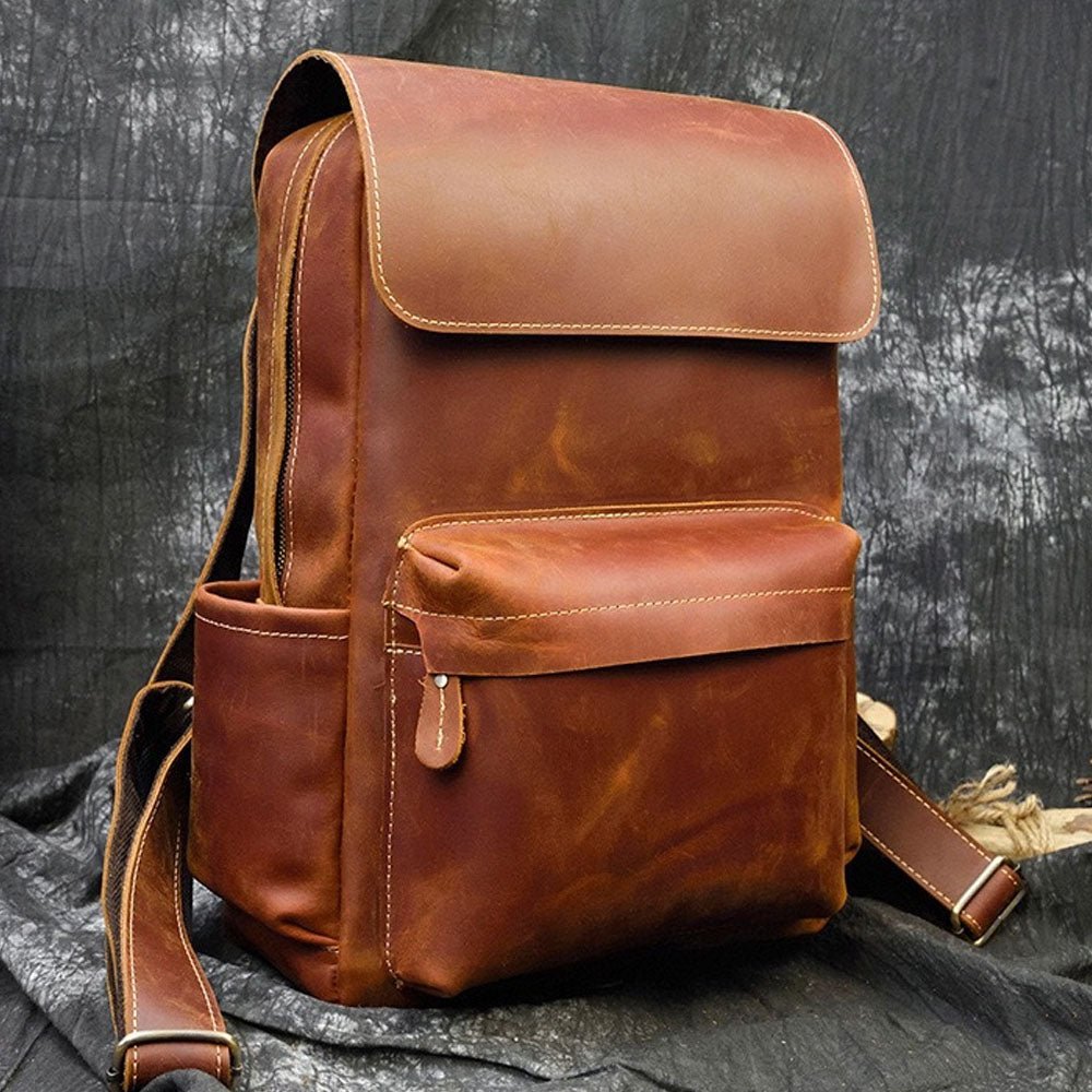 VintageGrid Large - Capacity Leather Backpack - Moderno Collections
