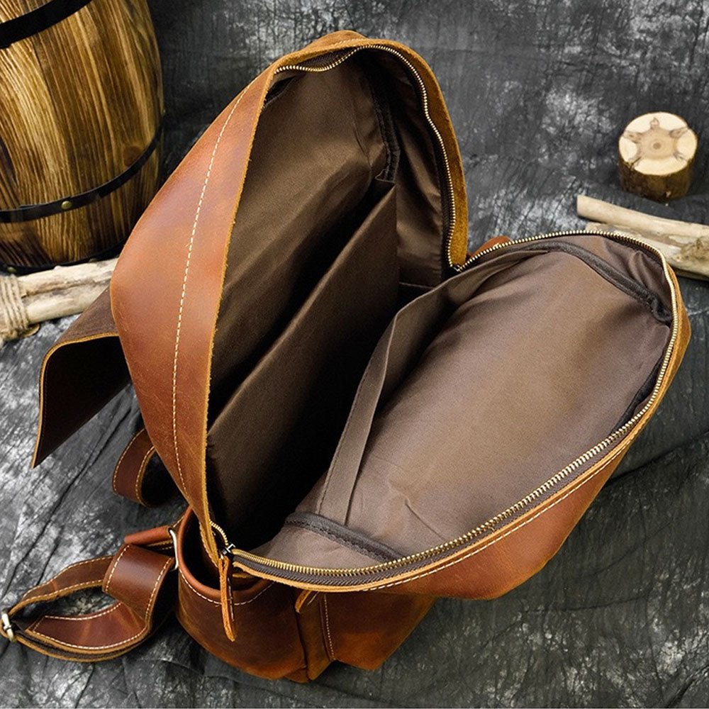 VintageGrid Large - Capacity Leather Backpack - Moderno Collections