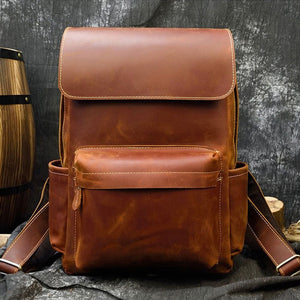 Thumbnail for VintageGrid Large - Capacity Leather Backpack - Moderno Collections