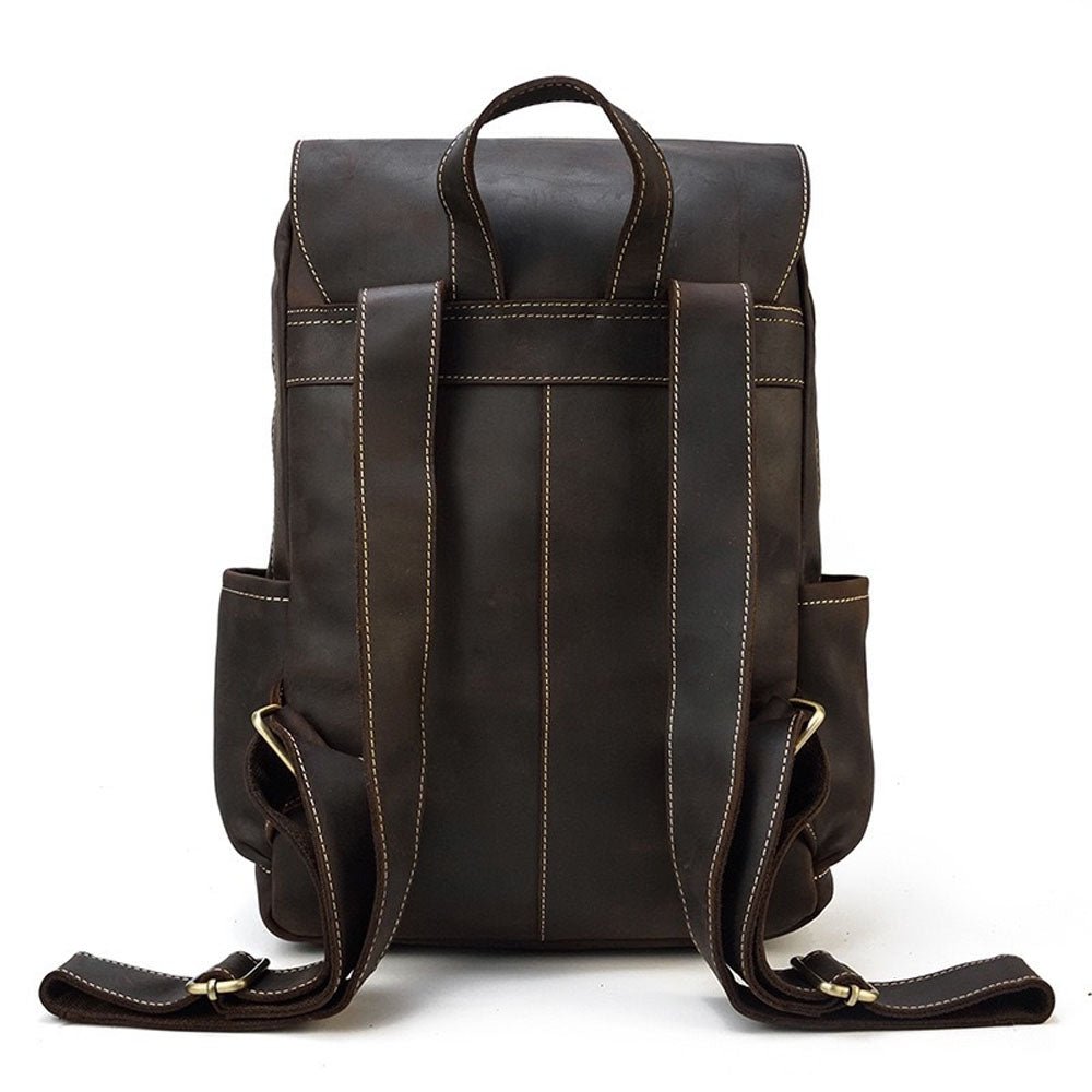 VintageGrid Large - Capacity Leather Backpack - Moderno Collections