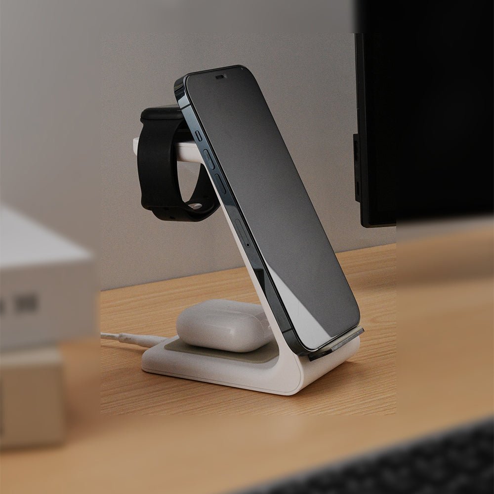 Premium 3 in 1 Fast Wireless Charging Stand for iPhone, Apple Watch & AirPods - Moderno Collections