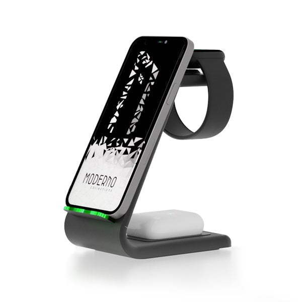 Premium 3 in 1 Fast Wireless Charging Stand for iPhone, Apple Watch & AirPods - Moderno Collections