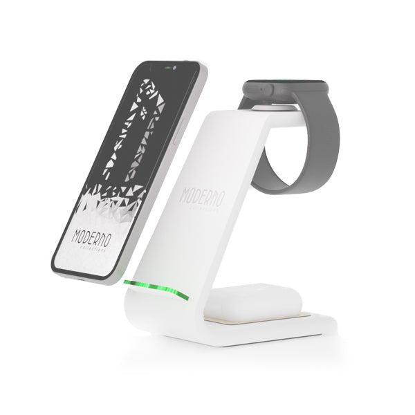 Premium 3 in 1 Fast Wireless Charging Stand for iPhone, Apple Watch & AirPods - Moderno Collections